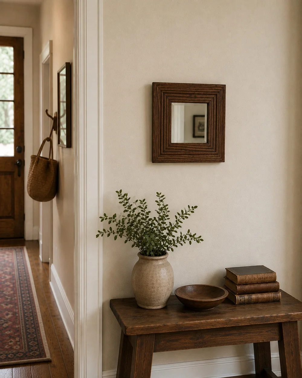 Vintage Wood Framed Wall Mirror 11